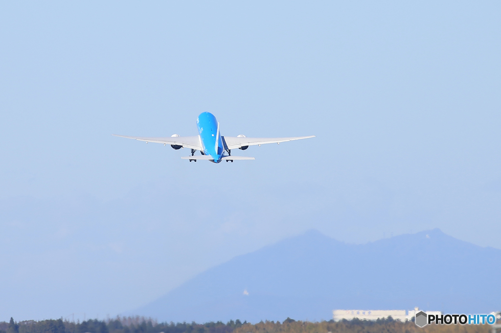 「空色」KLM 筑波山777-206 PH-BQFTakeoff  