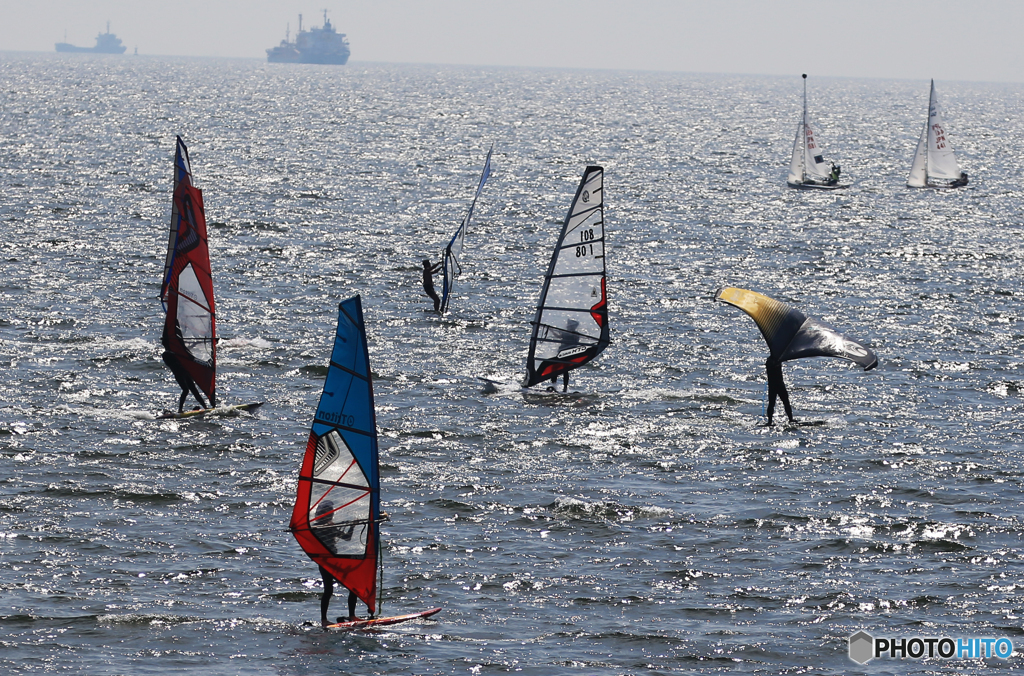 「青色」ウインドサーフィン / ウイングサーフィン