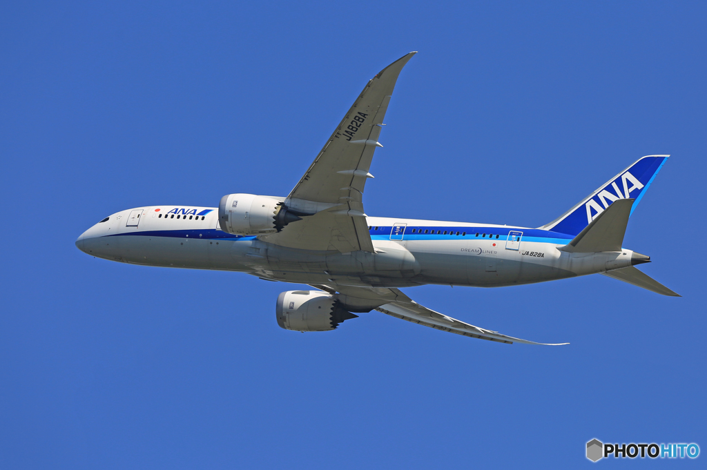 「晴れ」 ANA 787-8 JA828A 飛び立ちです
