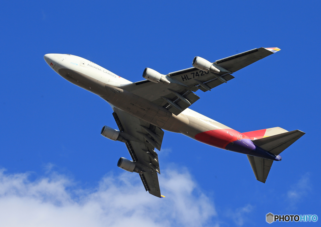 「そらー」 Asiana 747-400 HL7420 離陸します