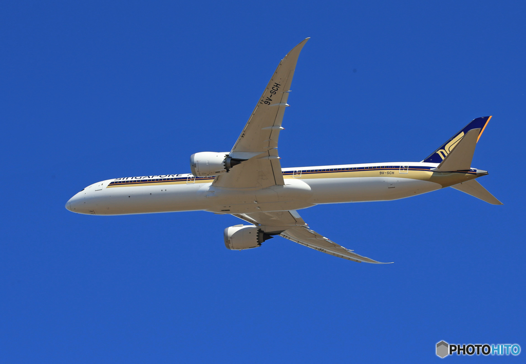 「青い日」 Singapore 787-10 9VSCH 離陸