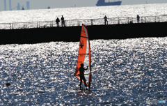 「ブルー」キラキラのウインドサーフィン