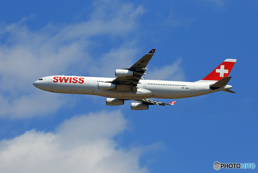 「SKY」 SWISS A340-313 HB-JMC ☮Takeoff