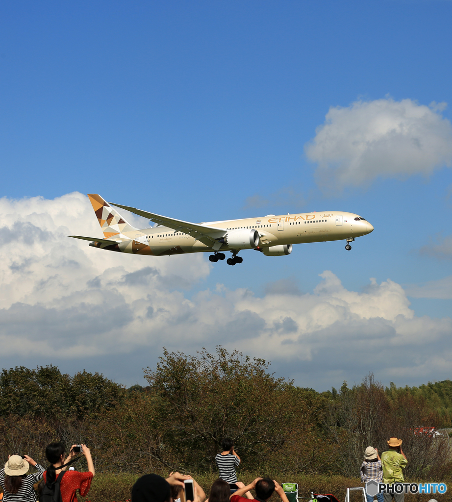 「真青の空」ETIHAD 787-9 A6-BLU  Landing　