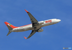 「青空」 t'way 737-8KN HL8098 離陸 します