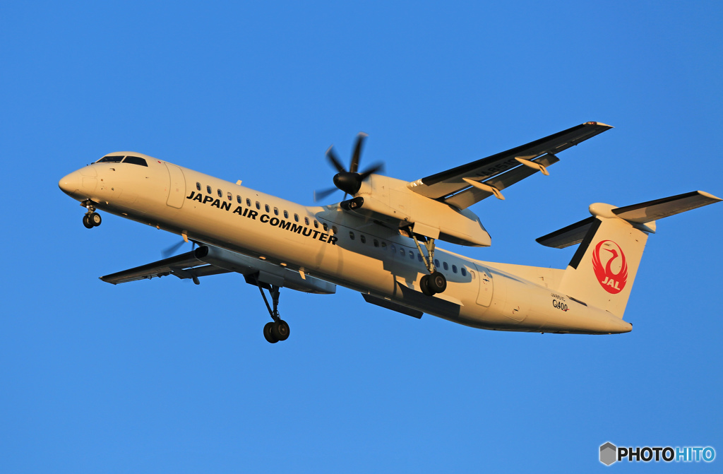 「青色」 日本コミュータ DHC-8-400 JA85K 到着です