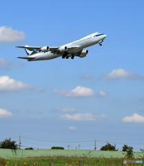 「そらー」 Cathay 747-8 B-LJM 離陸です