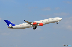 「青が好き」 SAS A340-313 OY-KBI 飛び立ちです