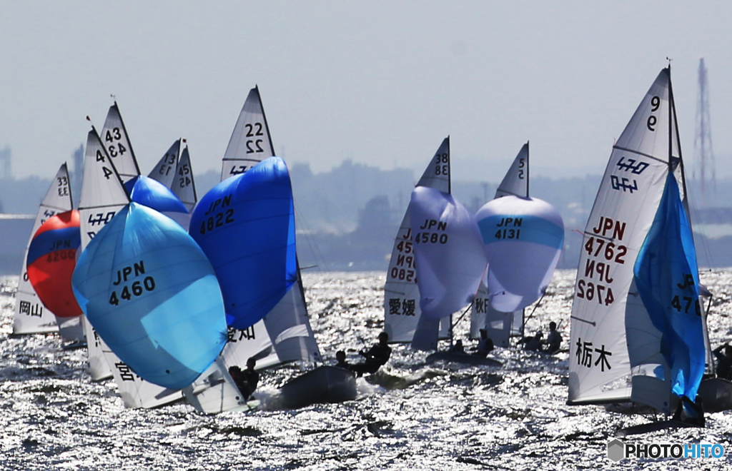 「東京湾」風と戦う・セーリング　