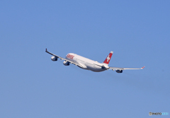 「青が好き」Swiss A340-313 HB-JMC Takeoff