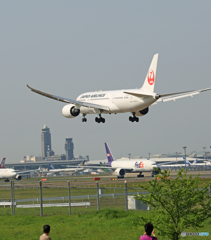 「はれ」 JAL 787-8 JA843J 着陸します