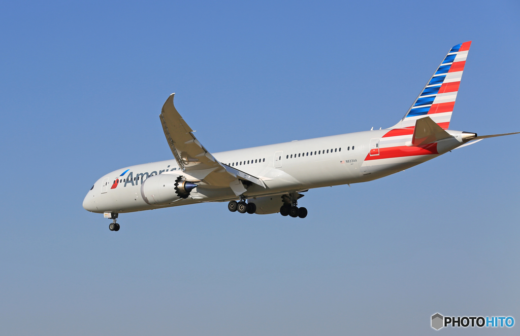 ☀「青い空」が一番 American 787-9 N833AA到着