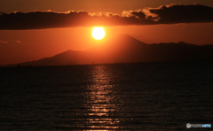「そらー」東京湾の富士山と夕焼け