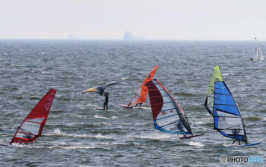 「すかい」競う・ウインドサーファー