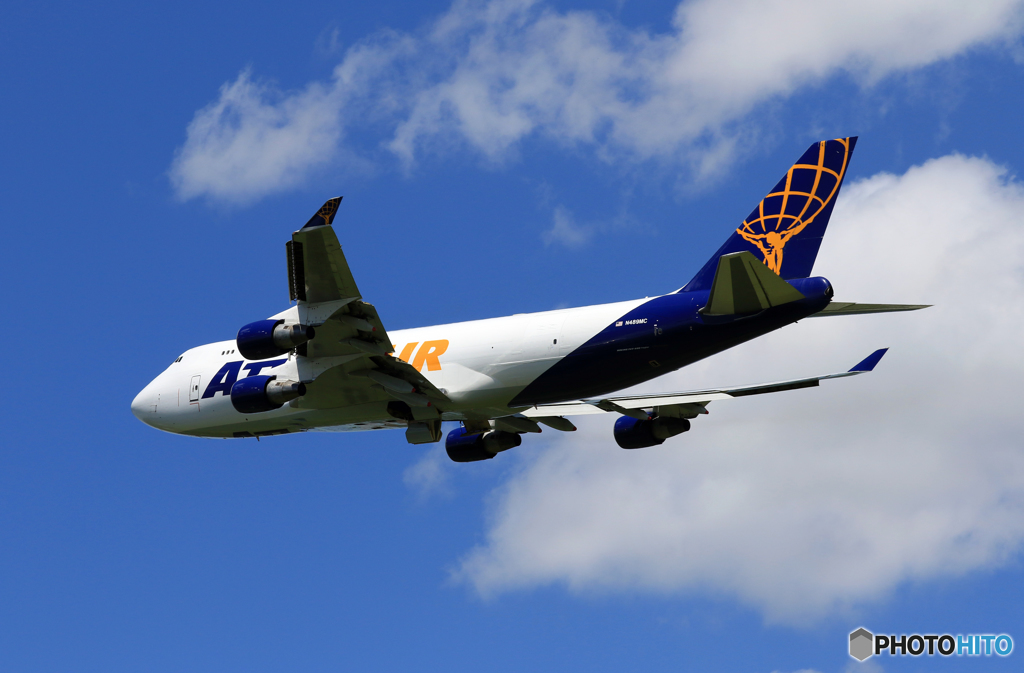  「晴れ」 Atlas 747 ジャンボ N489MC Takeoff 