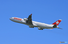 「群青色」 SWISS A340-313 HB-JMN Takeoff 