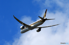 「良い空～」Singapore 787-10 離陸します