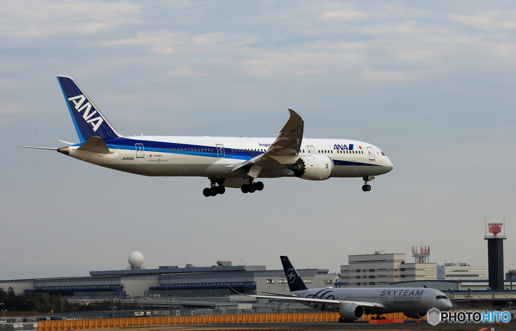  「晴れ」  ANA 787-9 JA896A 空港・風景　