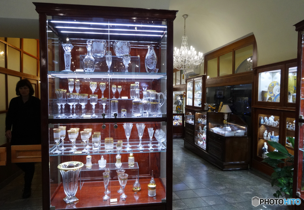 　チェコ（７７２）プラハのボヘミアン・ガラスのお店　