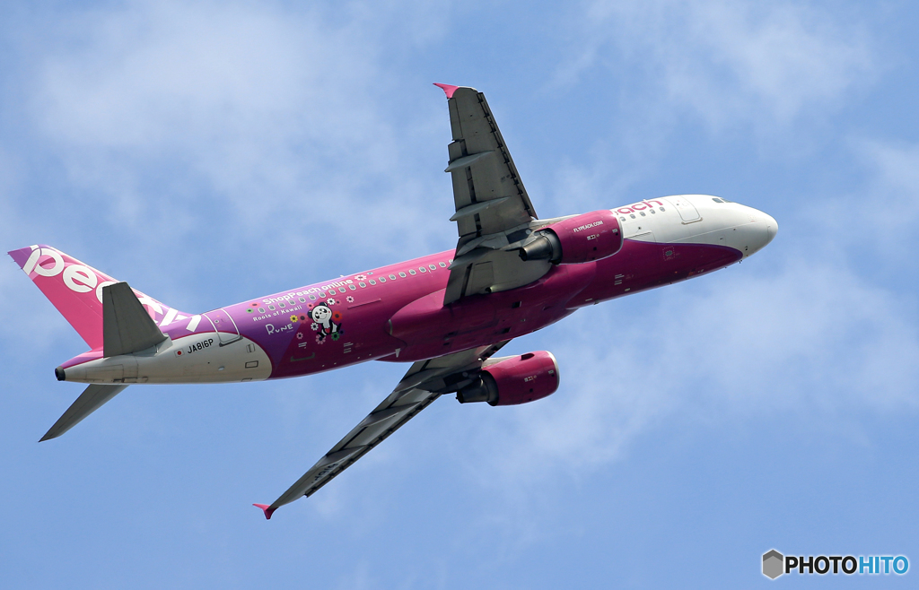 「青」 peach rune A320 JA816P Takeoff