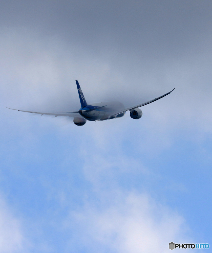 [青い空]　ANA 787-8 JA831A 飛行ベイパー