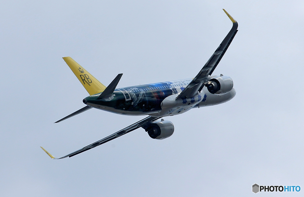 「Blue」ロイヤルブルネイ A320-251N V8-RBD 飛ぶ