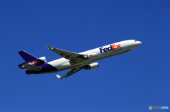 ☀「あおぞら」FedEx MD-11 N613FE  飛び立ち