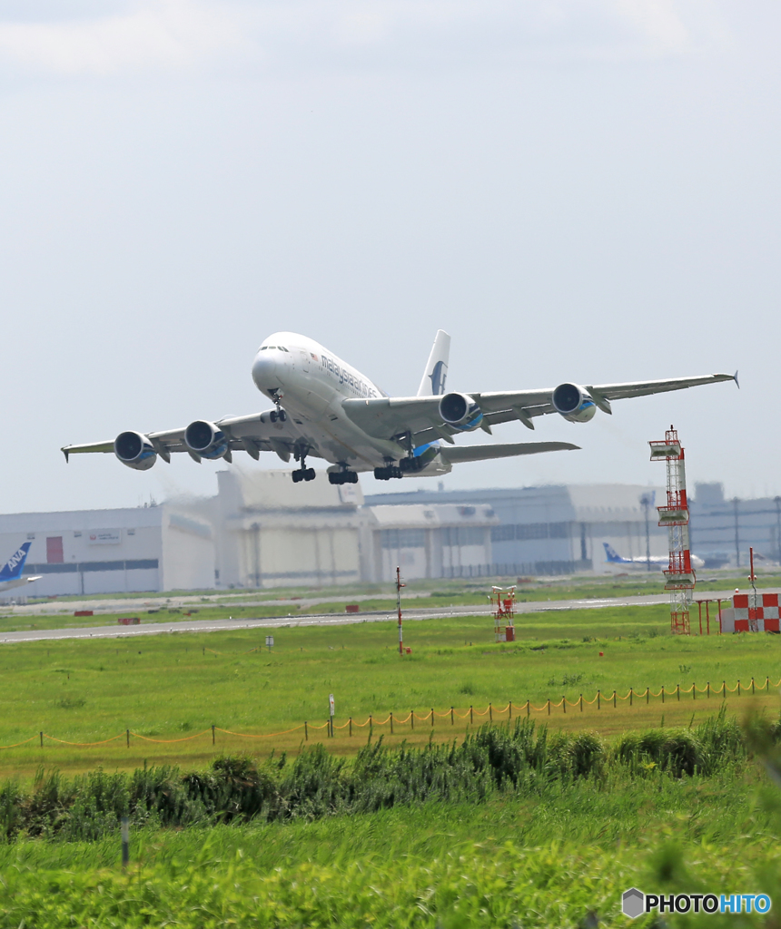 「良い天気」 マレーシア航空 A380-841 9M-MNB 出発
