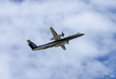 「真青の空」 ANA DHC-8-400 JA465A 飛行