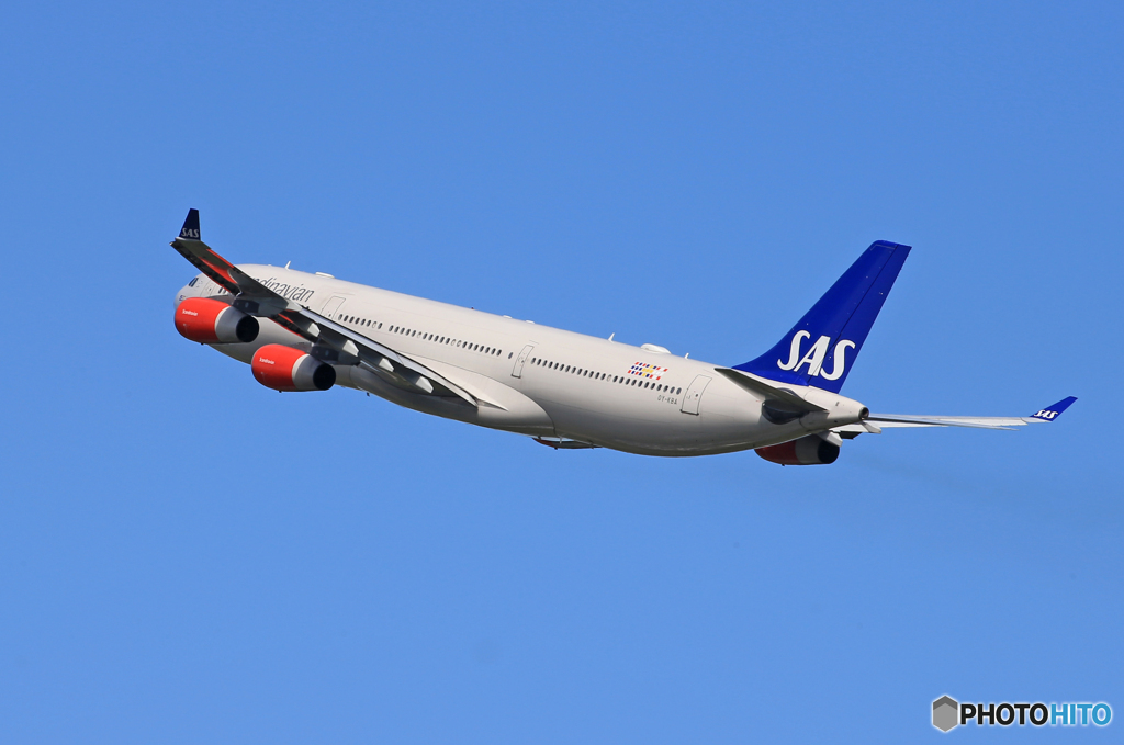 「空色」 SAS A340-313 OY-KBA 離陸します