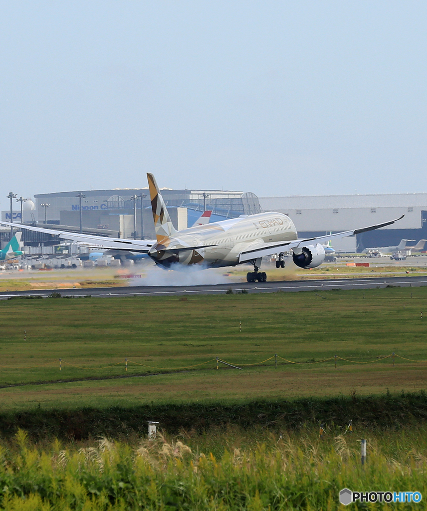 「はれー」 Etihad 787-9 A6-BLU 到着です