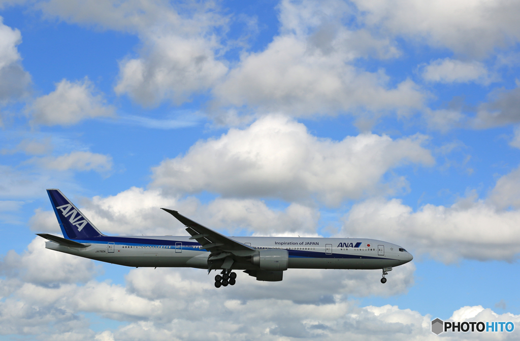 「青が好き」 ANA 777-381 JA790A 着陸します