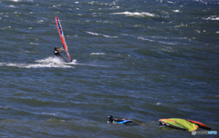 「青が大好き」水没・やっちゃたね！　ウイングサーフィン　