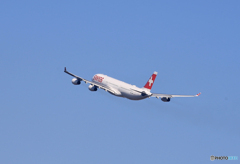 「群青」SWISS A340-313 HB-JMC Takeoff 