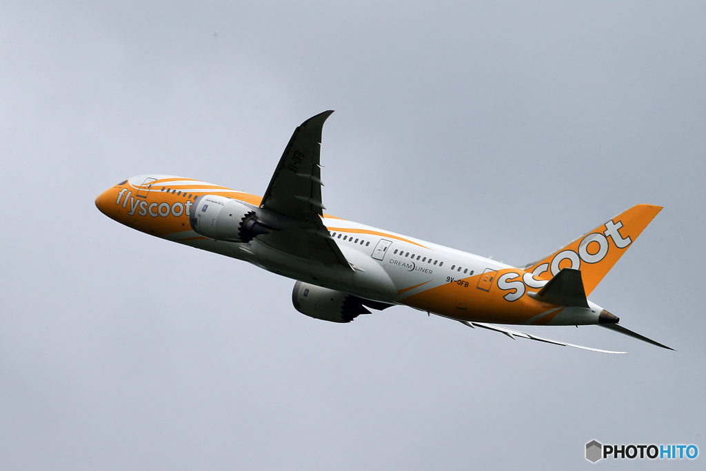 「曇り」sccot 787-8 9V-OFV Takeoff  