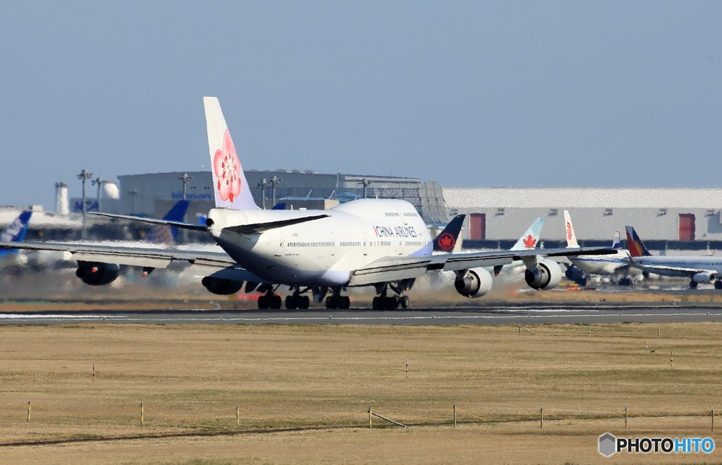 「ブルー」 China 747-400 ジャンボ機 出発です