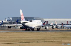 「ブルー」 China 747-400 ジャンボ機 出発です