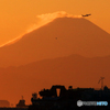 「東京湾」富士山の夕暮れと・飛行機