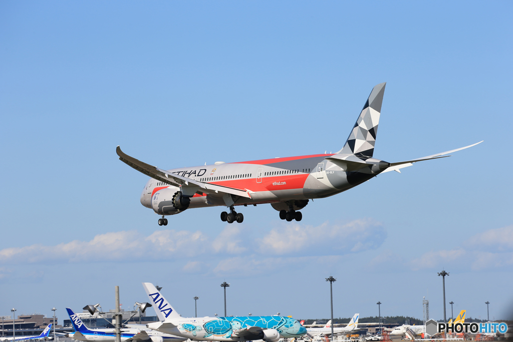 「青が好き」ETIHAD F-1  787-9 A6-BLV  着陸です