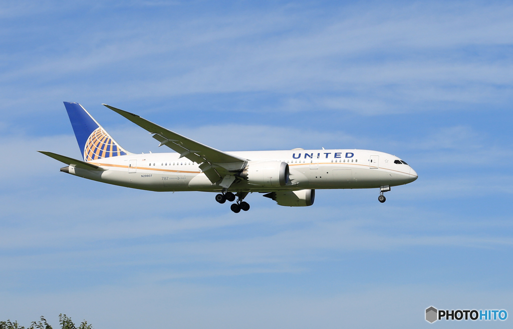 「青空」 United 787-8 N29907 到着です