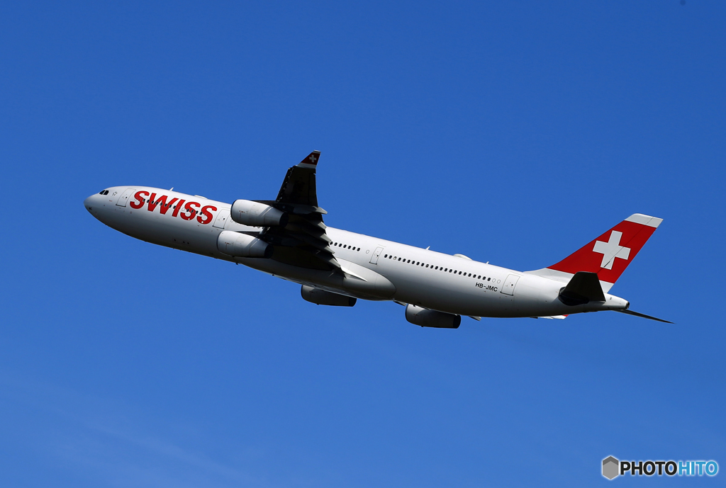 「あおいそら」SWISSS A340-313 HB-JMC Takeoff