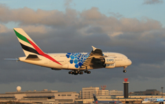 「群青」エミレーツ航空A380-861Expo「青」Landing 