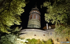 夜の（２１９）チェスキー・クルムロフ城の塔