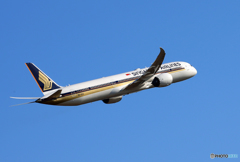 「良い空～」Singapore 787-10 9V-SCG 飛ぶ