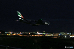 「あおいそら」? エミレーツ　A380  Landing