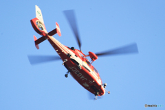 「あおいそら」消防ヘリ　AS365N3 取材中です