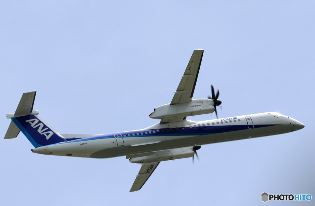 「あおぞら」 ANA DHC-8-400 JA850A 飛ぶ