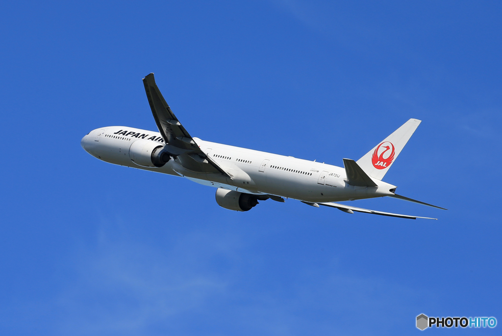 「はれー」　JAL 777-346 JA731J 離陸