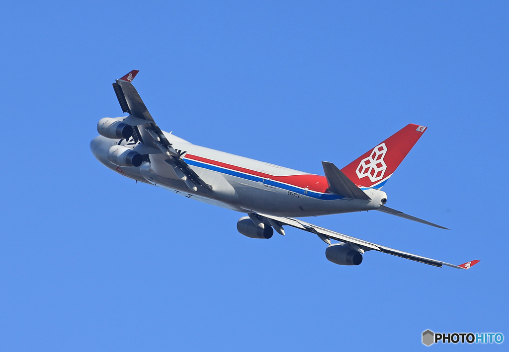 ☀「あおぞら」Cargo Lux 747-400 LX-RCV Takeoff 