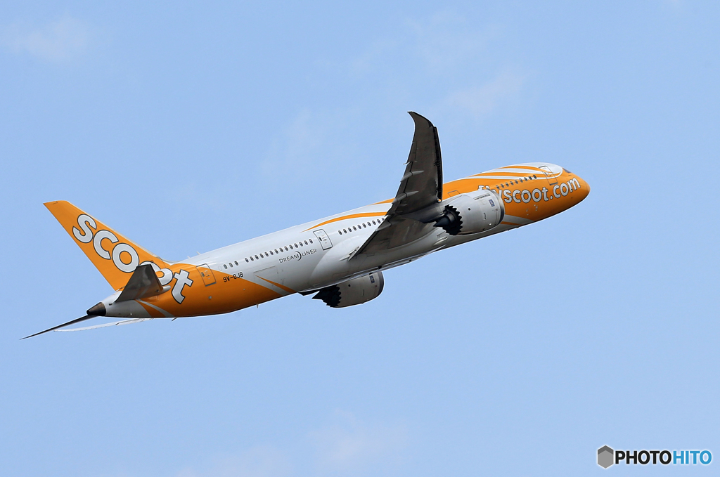 「青い日」 scoot 787 9V-OJB 離陸